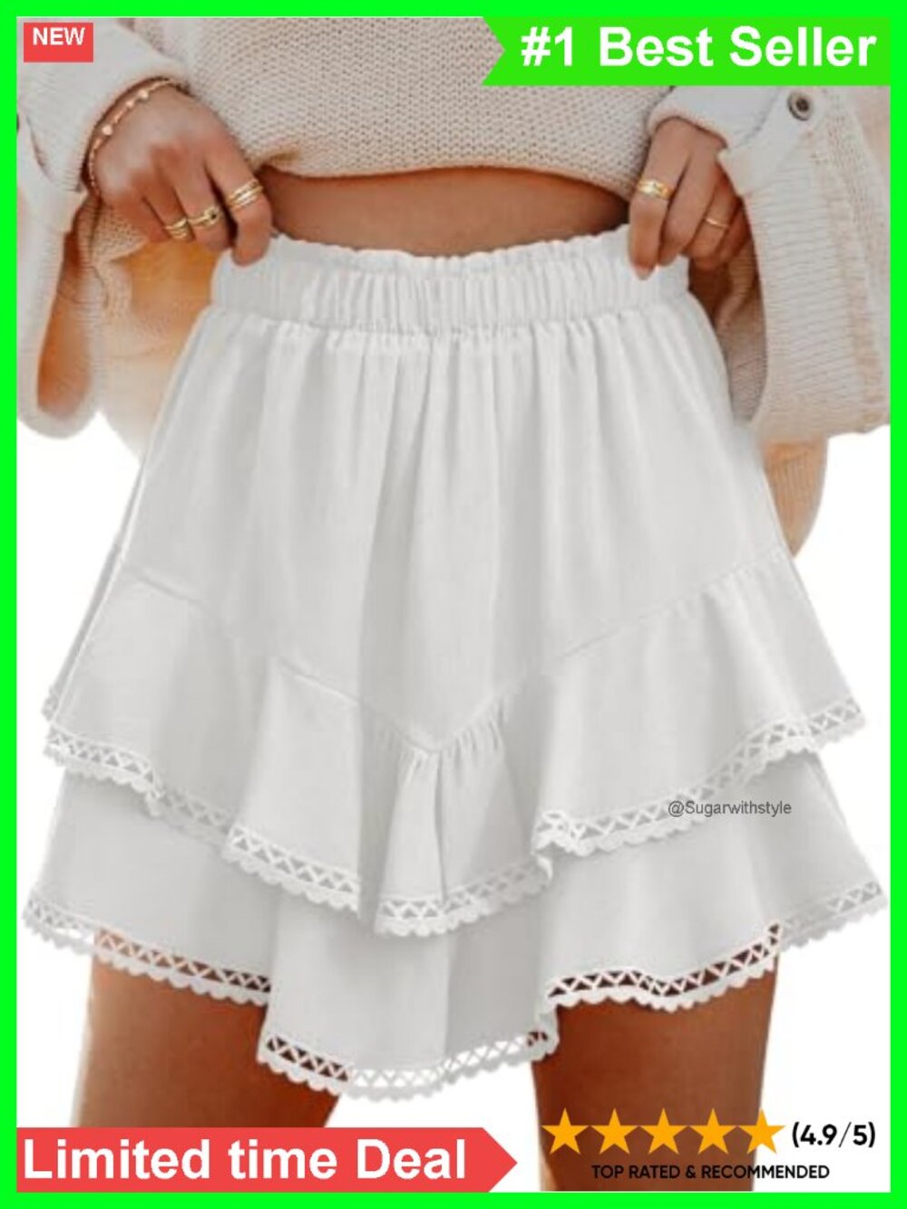 Flowy Ruffle Tiered Mini Skort with Built-in Shorts